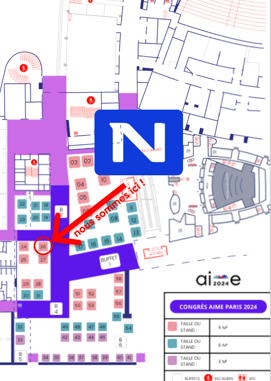 Floor plan of AIME Congress venue with NextMotion booth highlighted